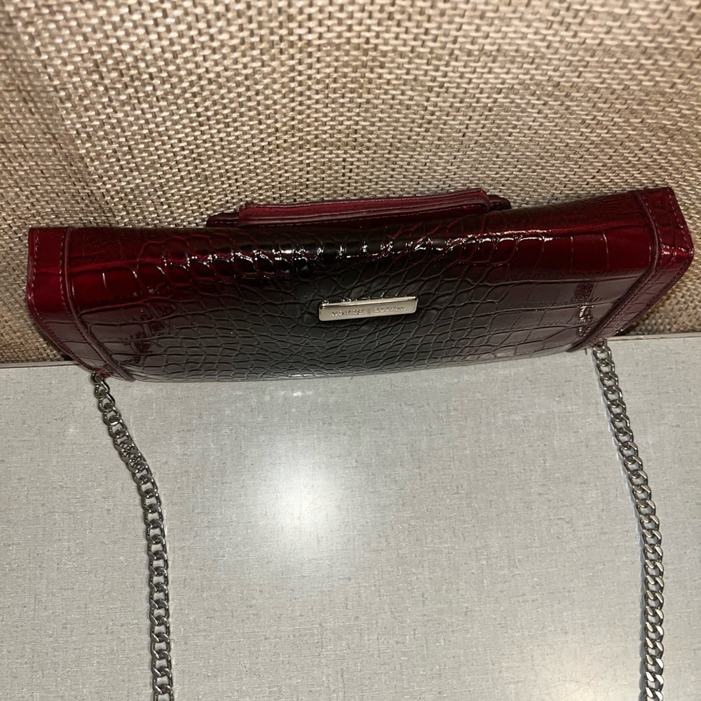WHITE HOUSE | BLACK MARKET Red Crocodile Clutch Bag with Silver Clasp EUC - Picture 6 of 16
